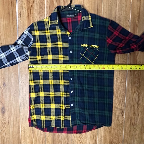 Very Rare Brand Color Block Flannel SMALL Vibe Check Red White Yellow Blue - Picture 3 of 4